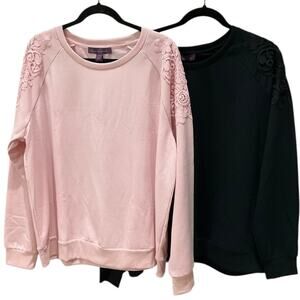 Gloria Vanderbilt Women's 2 Floral Lace Shoulder Sweatshirts Size XXL NWT